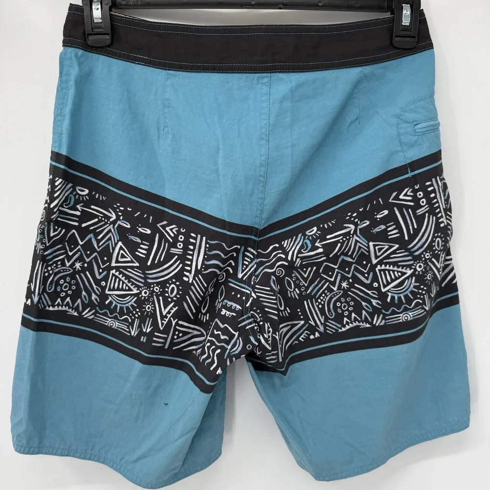 Patagonia Board Shorts Mens 32 Blue Tribal Print Swim Trunks‎ STY86622